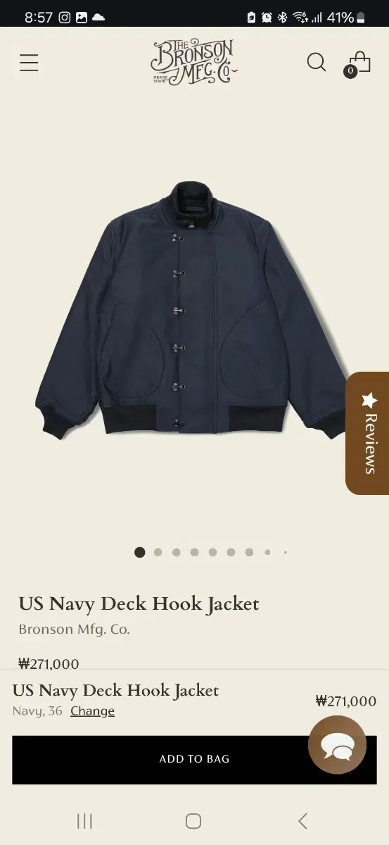 브론슨 US NAVY DECK HOOK 덱 후크 재킷 44사이즈